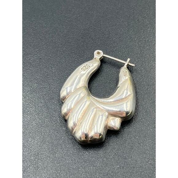 ND Norwegian Designs Vintage Puffy 925 Sterling Silver Vintage Hoop Earrings - Picture 4 of 10